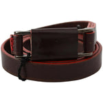 Costume National Brown Leather Double Rustic Silver Buckle Belt BEL61067-85