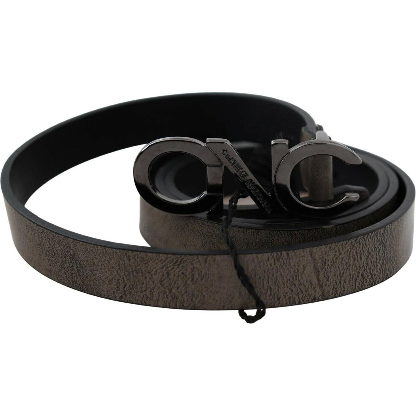 Costume National Dark Brown Leather Letter Logo Buckle Belt BEL60970- 100