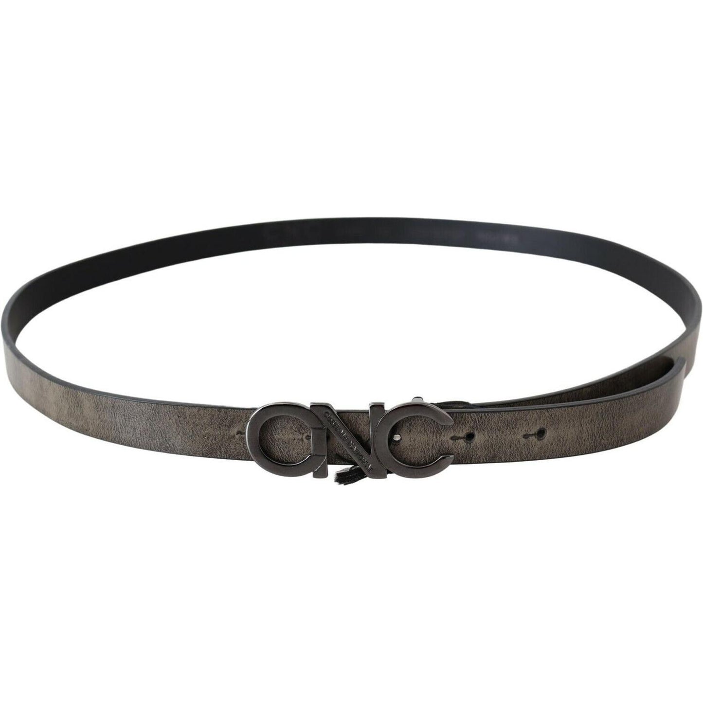 Costume National Dark Brown Leather Letter Logo Buckle Belt BEL60970- 100
