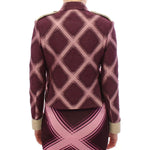 House of Holland Check Trench Coat Blazer Purple Jacket GSS10685-S