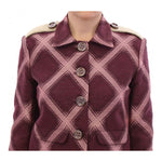 House of Holland Check Trench Coat Blazer Purple Jacket GSS10685-S