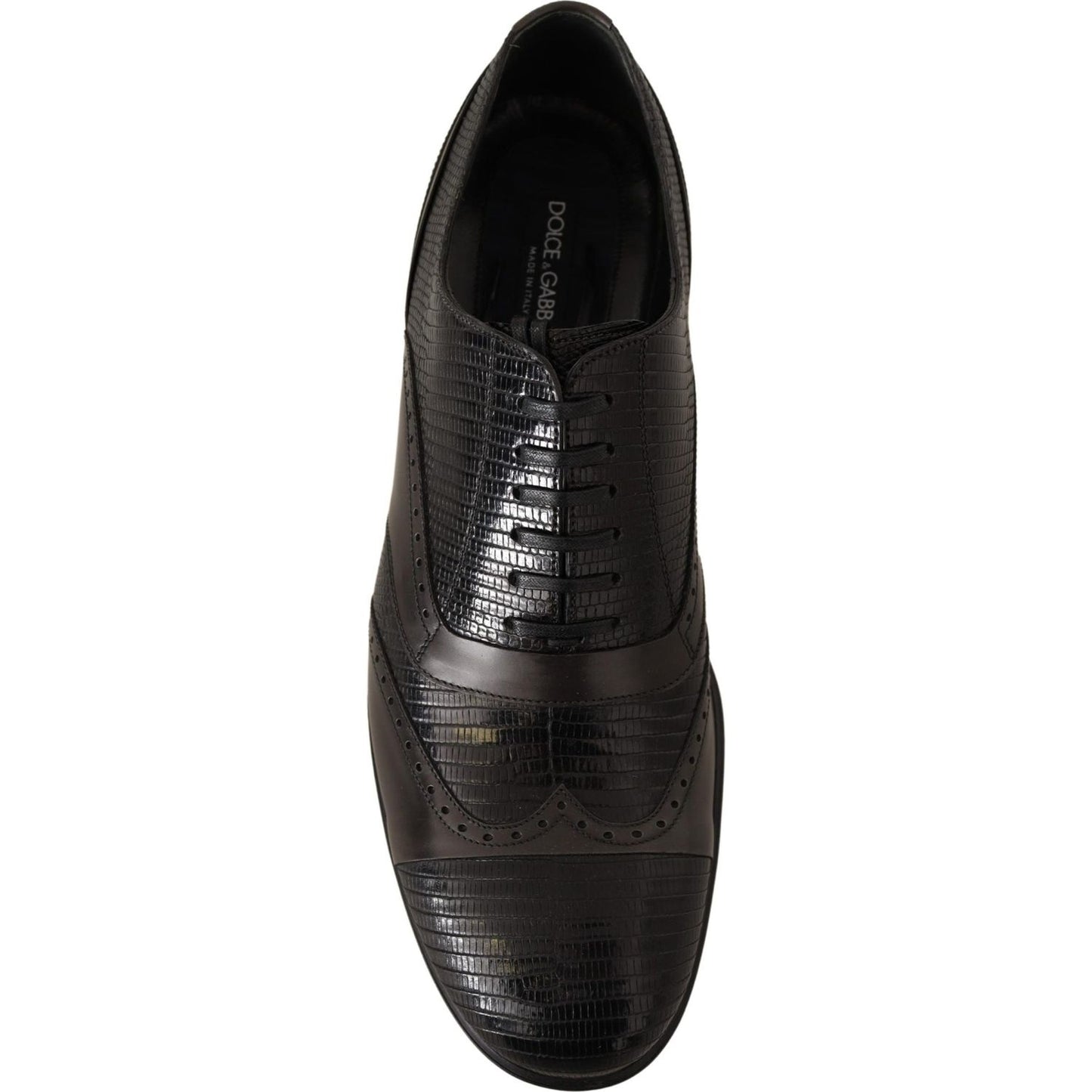 Dolce & Gabbana Brown Lizard Skin Leather Oxford Dress Shoes MV458 -44