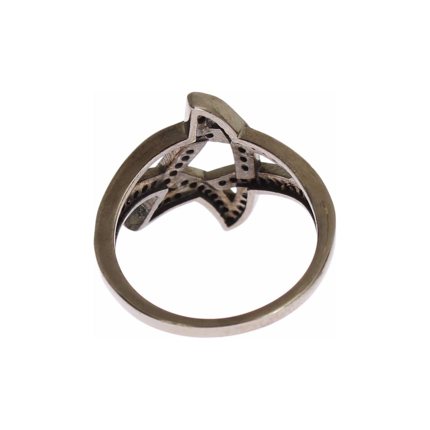 Nialaya Black CZ Rhodium 925 Silver Womens Ring Ring