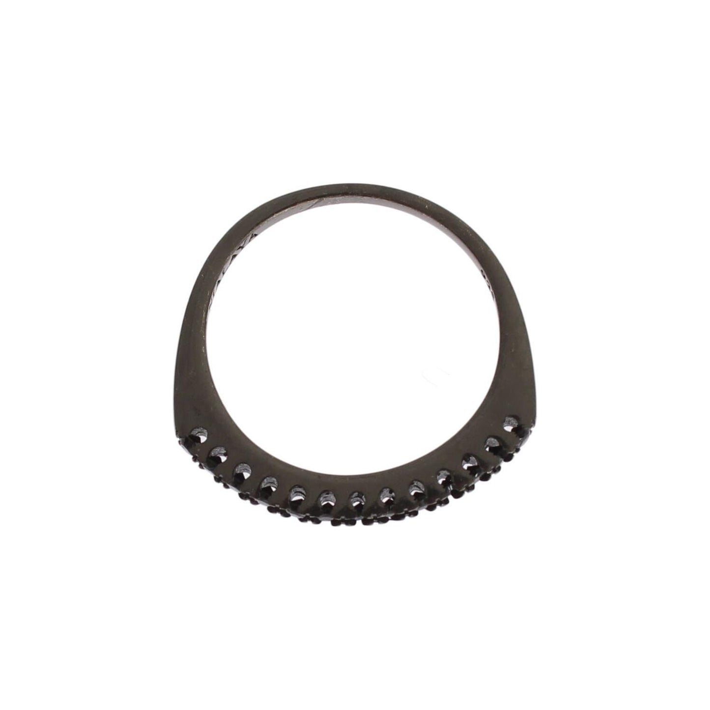 Nialaya Black CZ Rhodium 925 Silver Womens Ring Ring