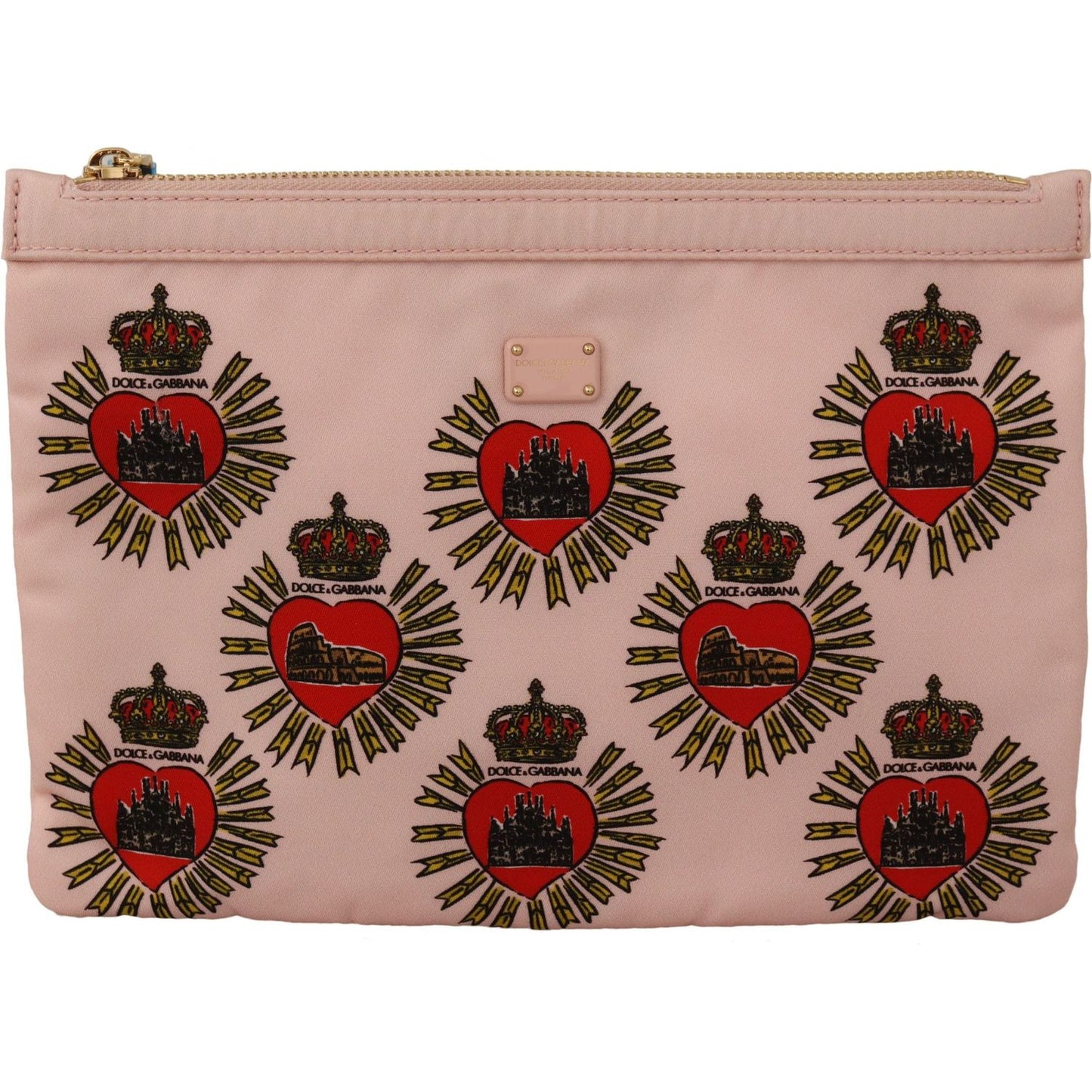 Dolce & Gabbana Clutch Pink D&G Logo Devotion Heart Toiletry Pouch Wallet VAS12892