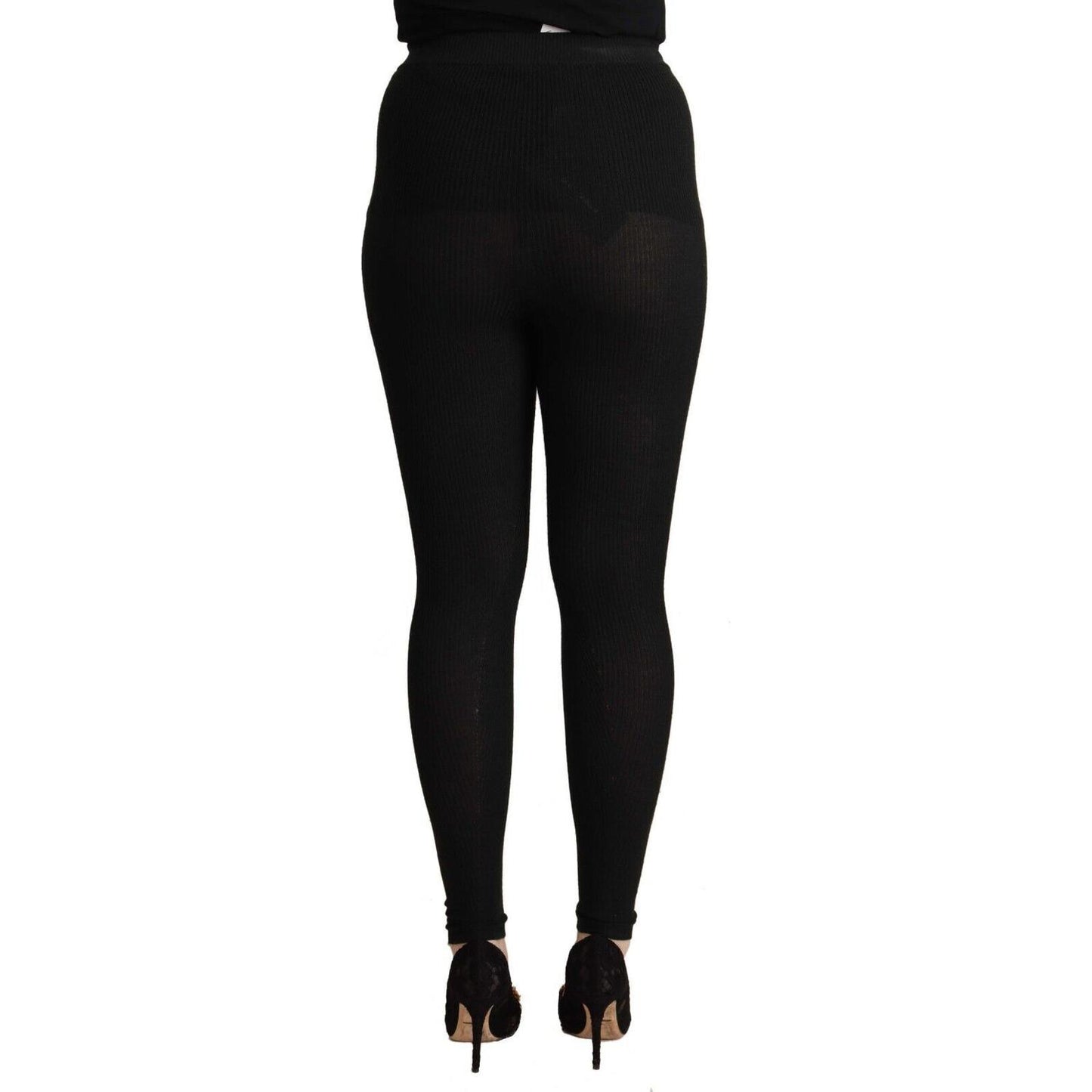 Dolce & Gabbana Black Cashmere Stretch Waist Tights Pants Jeans & Pants