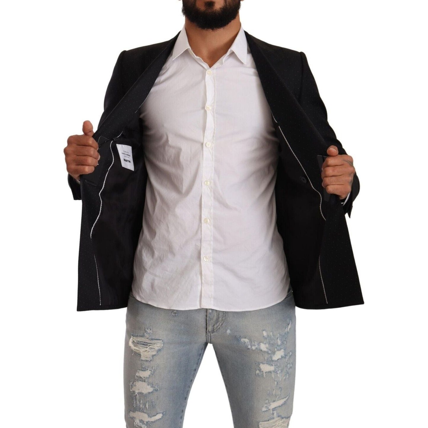 Dolce & Gabbana Black Dotted Double Breasted MARTINI Jacket JKT3074 - 46