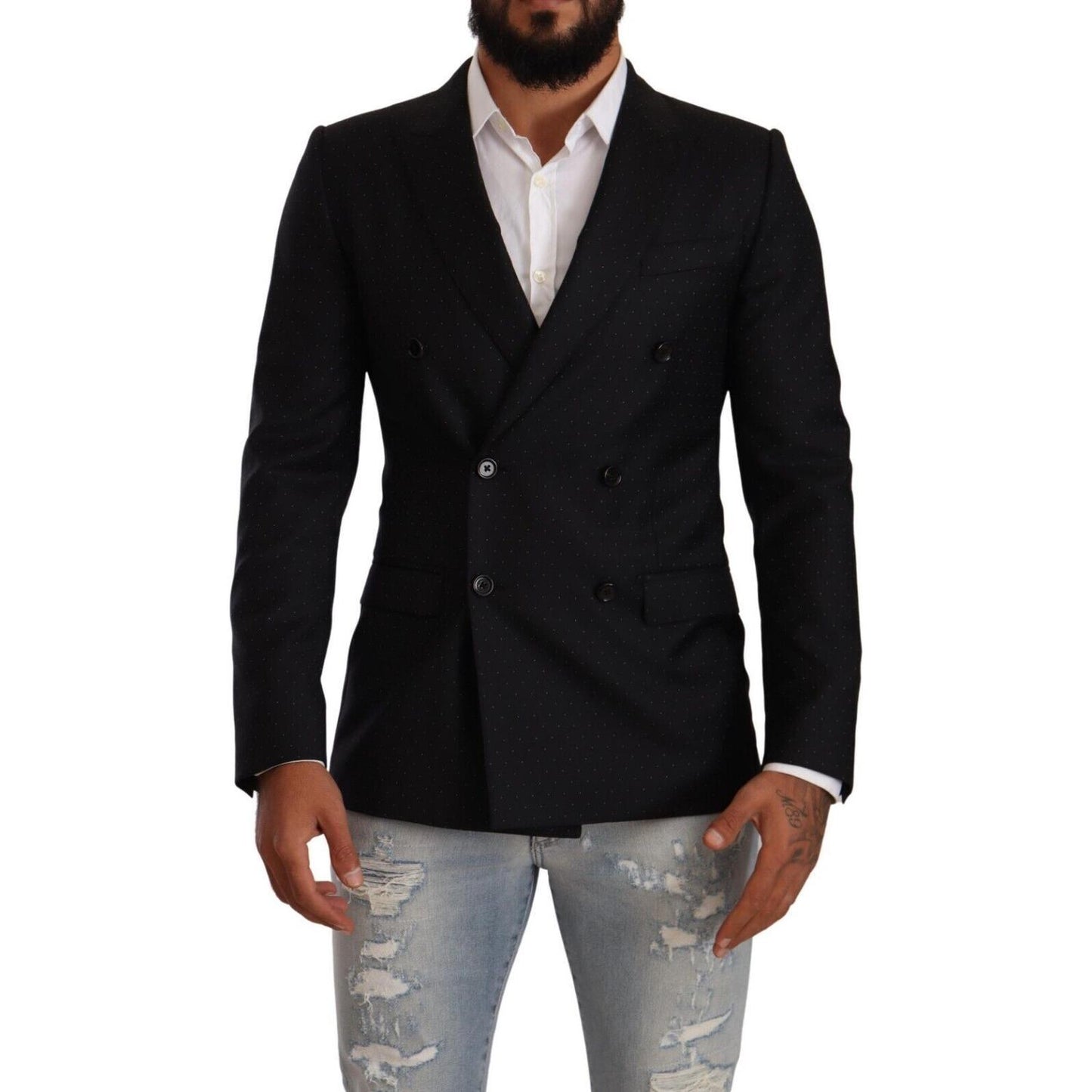 Dolce & Gabbana Black Dotted Double Breasted MARTINI Jacket JKT3074 - 46