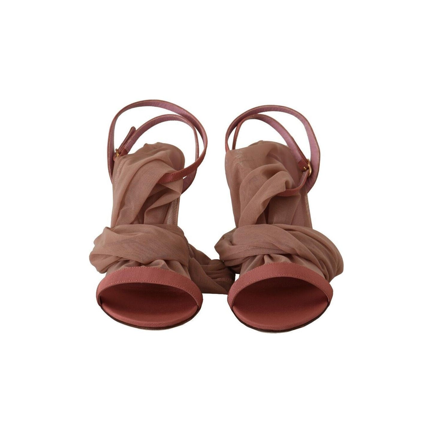 Dolce & Gabbana Pink Tulle Stretch Ankle Strap Sandals Shoes LA9648 - 39