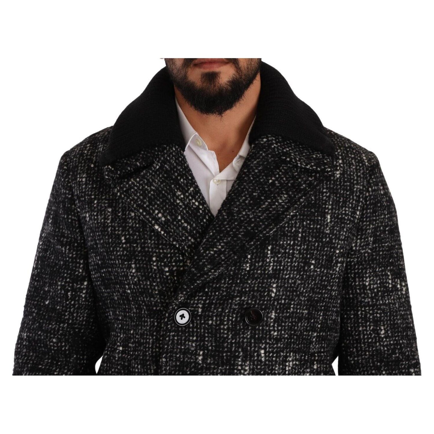 Dolce & Gabbana Black Wool Double Breasted Coat Men Jacket JKT3231 - 48