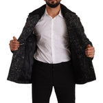 Dolce & Gabbana Black Wool Double Breasted Coat Men Jacket JKT3231 - 48