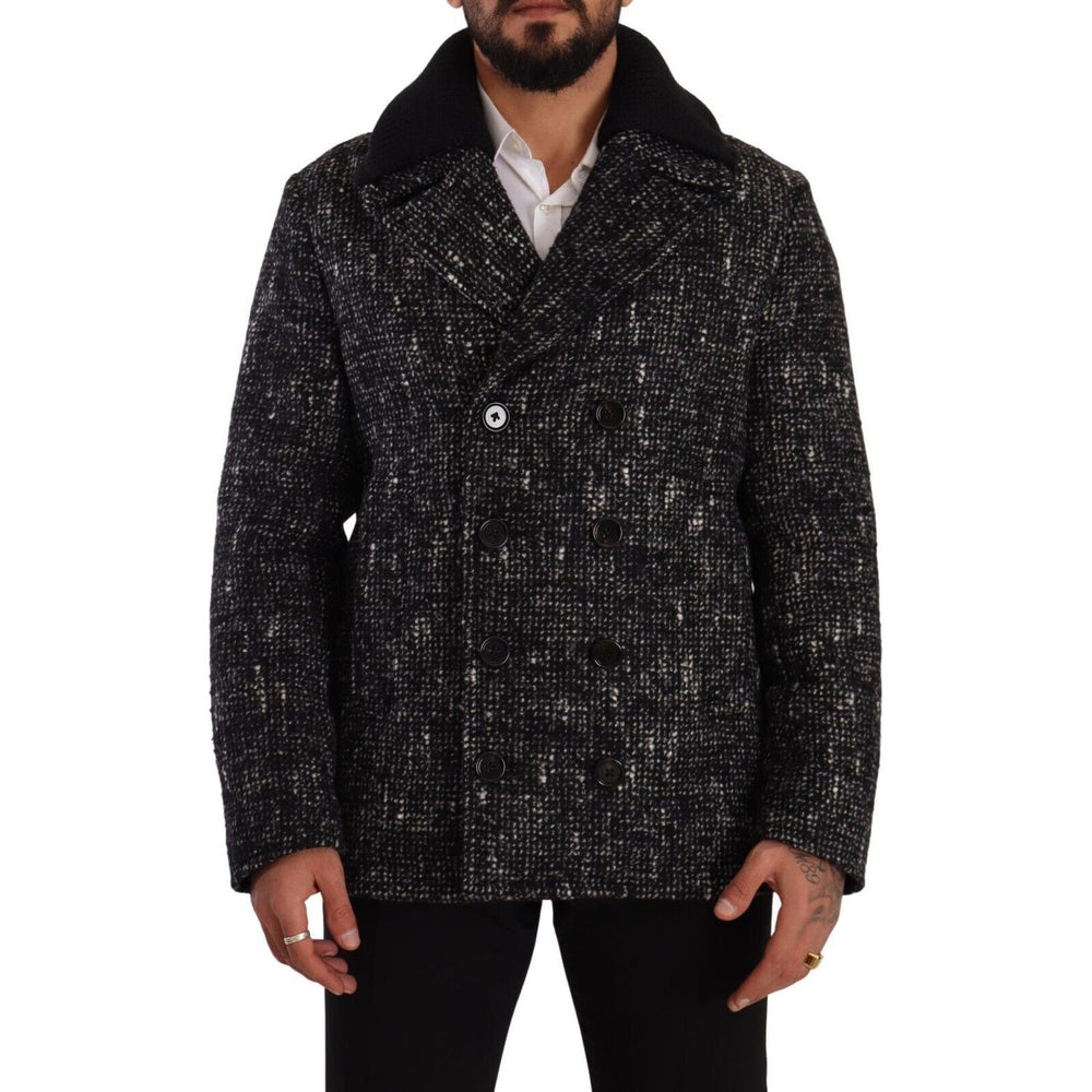 Dolce & Gabbana Black Wool Double Breasted Coat Men Jacket JKT3231 - 48