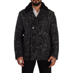 Dolce & Gabbana Black Wool Double Breasted Coat Men Jacket JKT3231 - 48