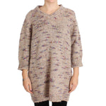 PINK MEMORIES Beige Wool Blend Knitted Oversize Sweater SIG30261-1