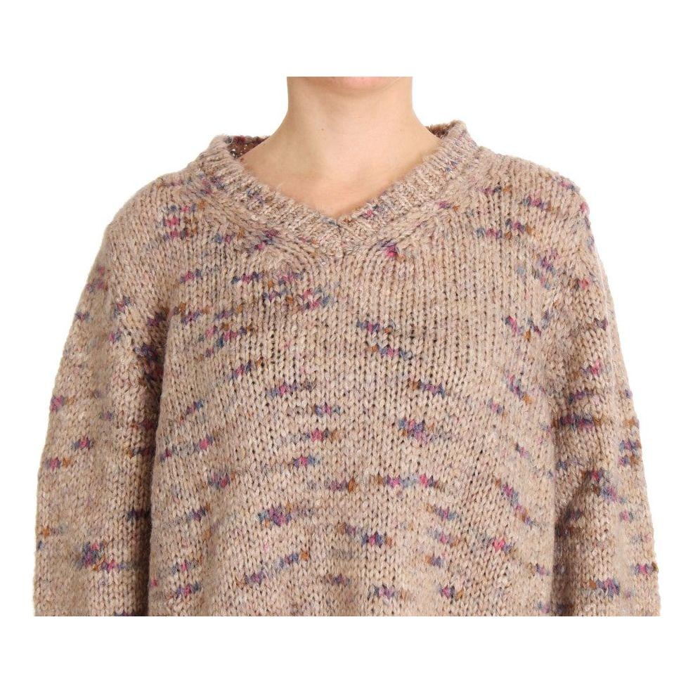 PINK MEMORIES Beige Wool Blend Knitted Oversize Sweater SIG30261-1