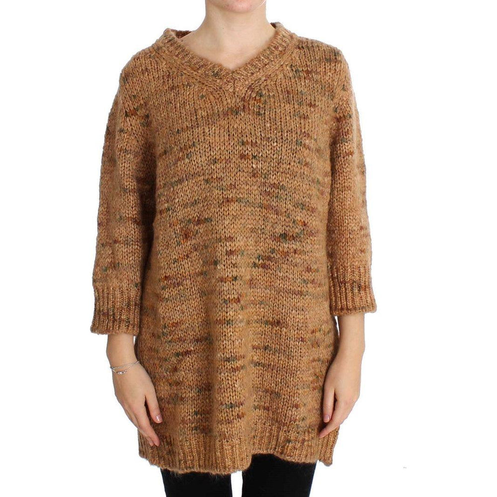 PINK MEMORIES Brown Wool Blend Knitted Oversize Sweater SIG30262-3