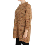 PINK MEMORIES Brown Wool Blend Knitted Oversize Sweater SIG30262-3
