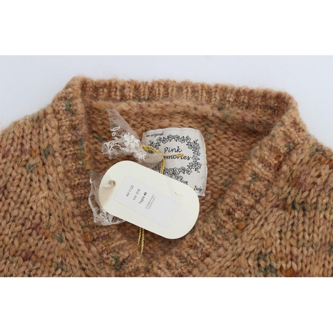 PINK MEMORIES Brown Wool Blend Knitted Oversize Sweater SIG30262-3