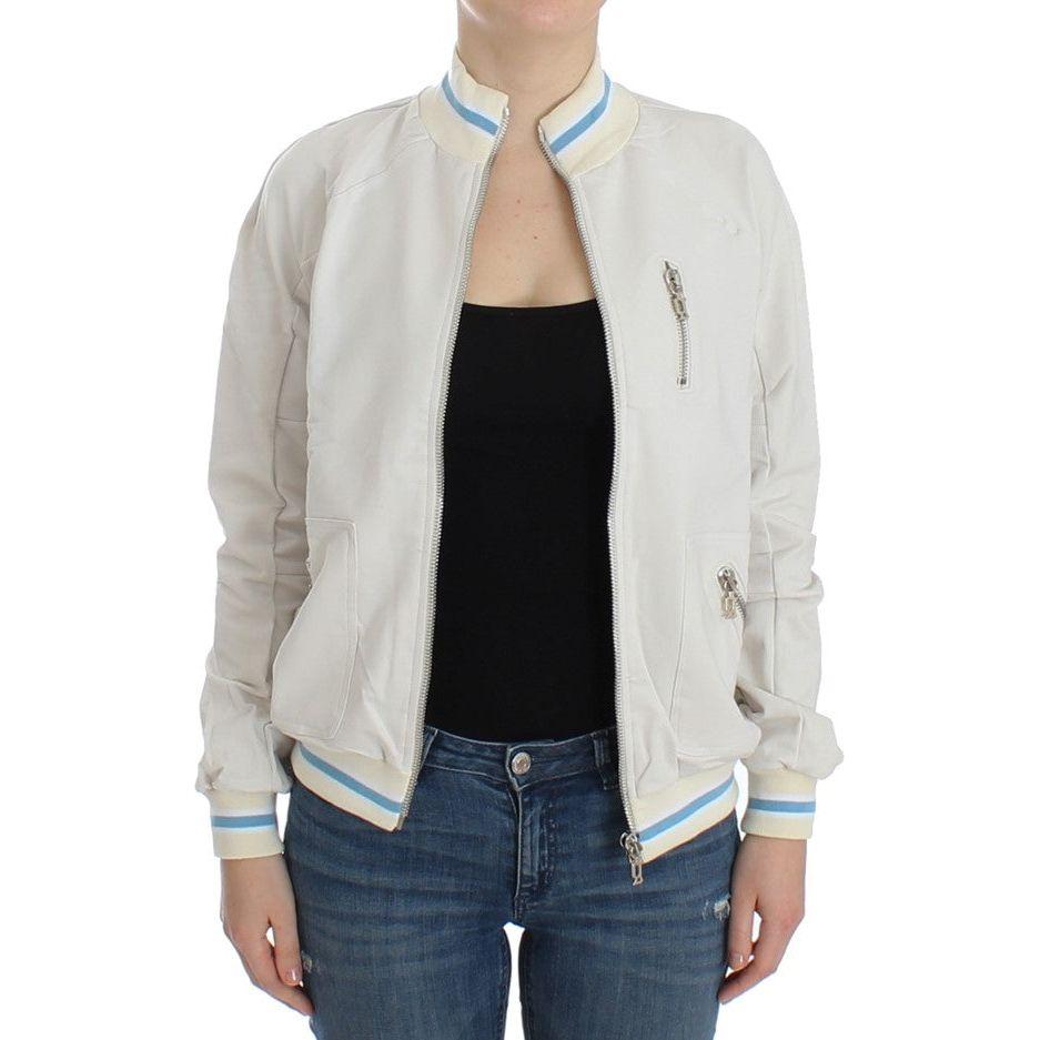 John Galliano White Mock Zip Cardigan Sweatshirt Sweater SIG12525-3