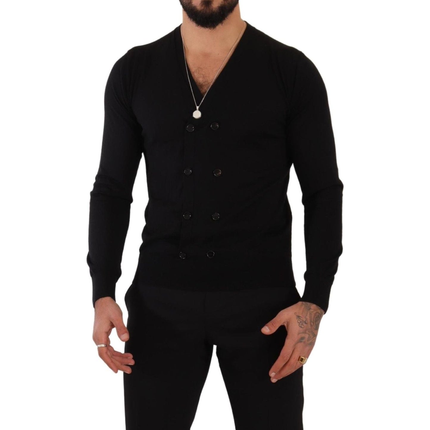 Dolce & Gabbana Black Cashmere Button Down Cardigan Sweater TSH7686 - 46