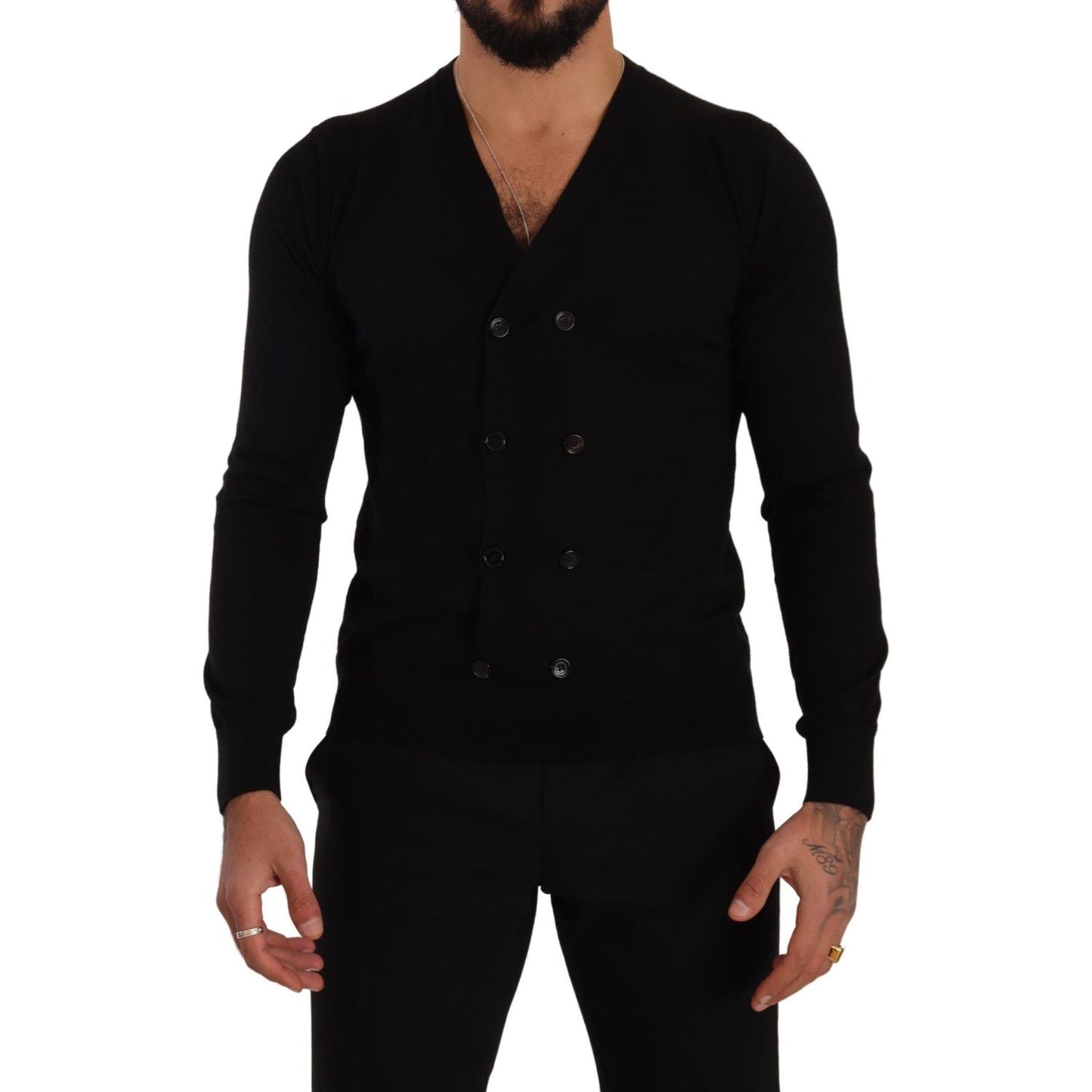 Dolce & Gabbana Black Cashmere Button Down Cardigan Sweater TSH7686 - 46