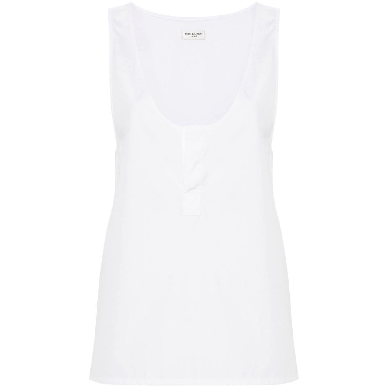 Saint Laurent semi-sheer Henley Tank Top 790074Y227W9000