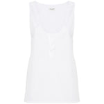 Saint Laurent semi-sheer Henley Tank Top 790074Y227W9000