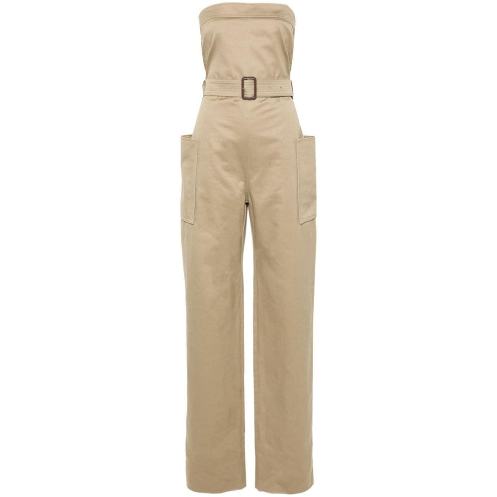 Saint Laurent strapless belted cotton jumpsuit 788579Y7I142613