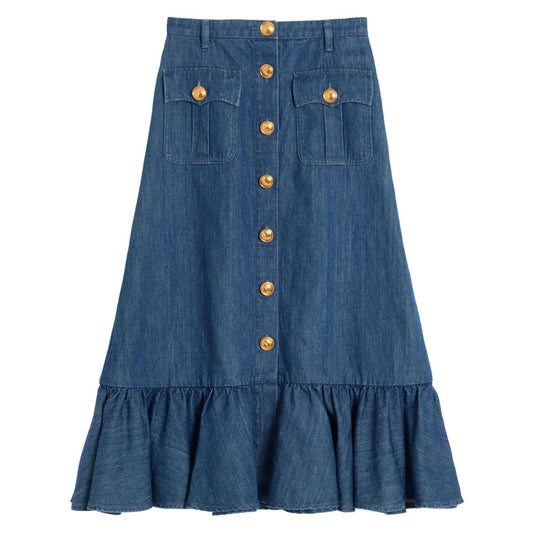 Valentino Denim Midi Skirt Skirts