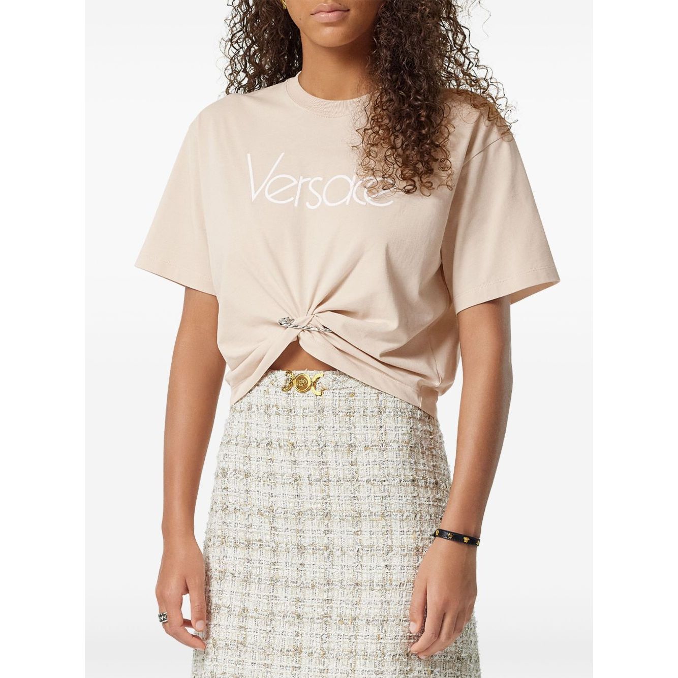 Versace 1978 Re-Edition Logo Safety Pin Short T-Shirt Topwear