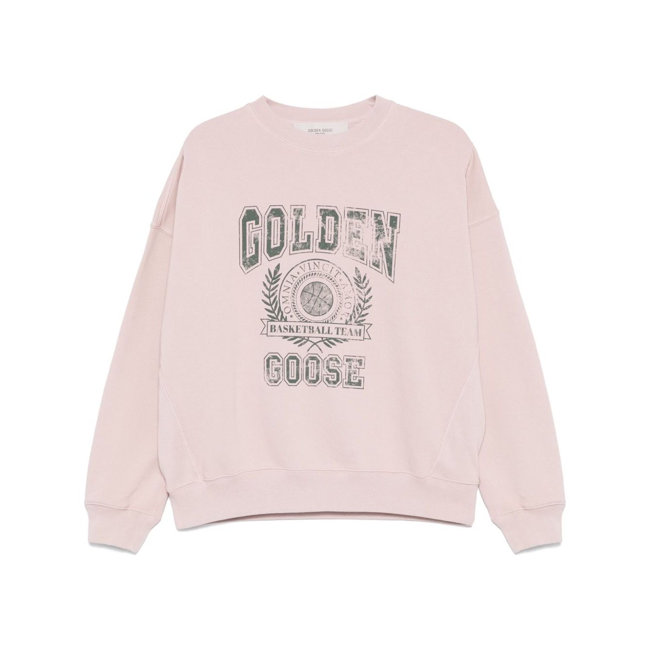 Golden Goose Old rose unisex round neck sweatshirt with green logo print