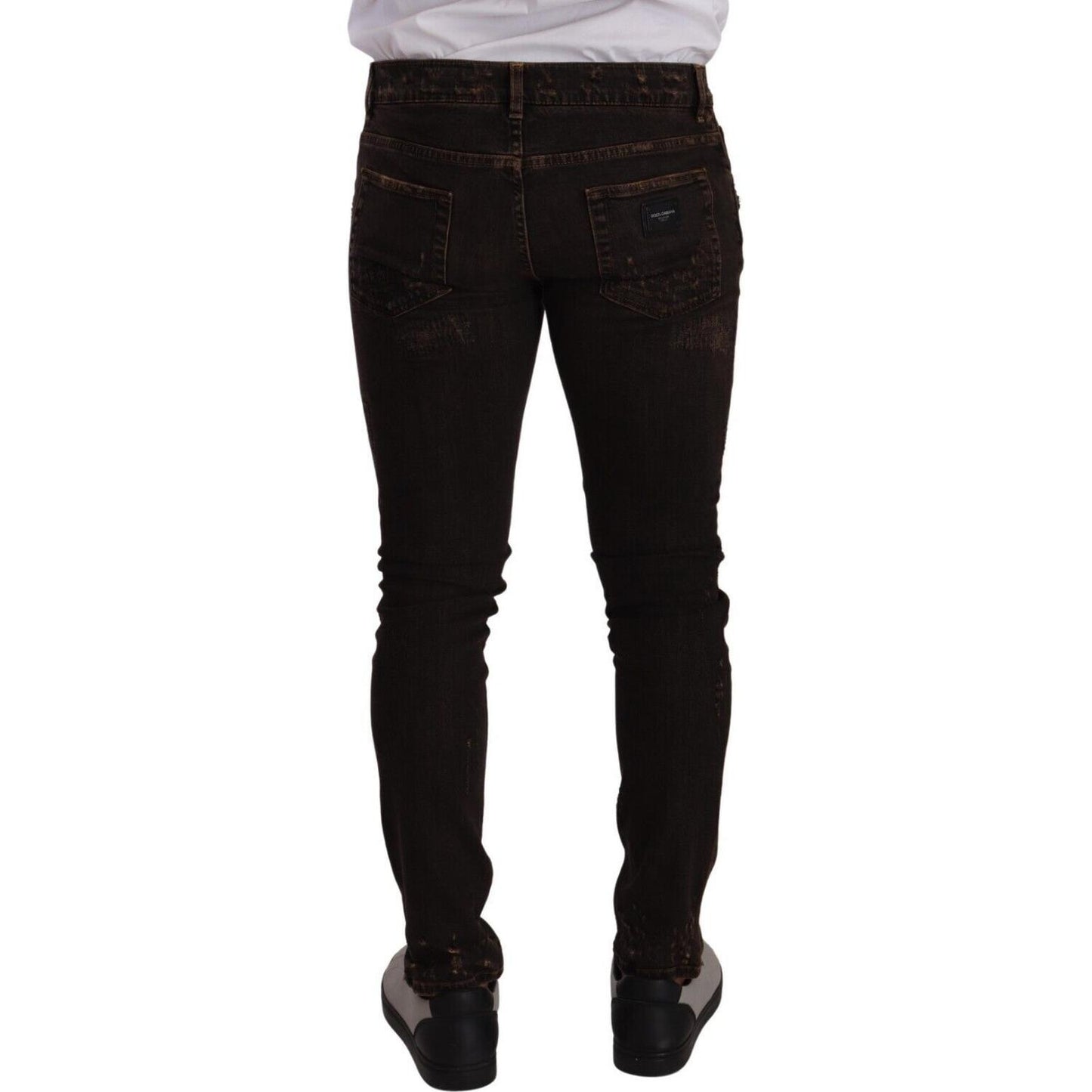Dolce & Gabbana Brown Distressed Slim Fit Skinny Denim Jeans PAN72705 - 48