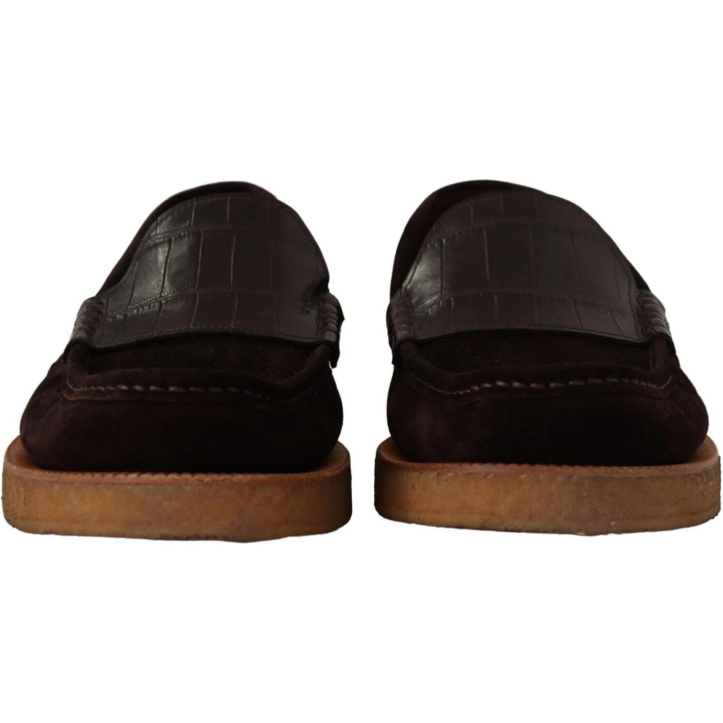Dolce & Gabbana Brown Suede Leather Slip On Flats Moccasin Shoes MV4475 - 44