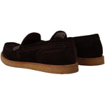 Dolce & Gabbana Brown Suede Leather Slip On Flats Moccasin Shoes MV4475 - 44