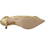 Dolce & Gabbana Gold Crystal Slingbacks Pumps Heels Shoes LA9763- 35