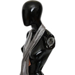 Ermanno Scervino Sleek Silver Silk Neck Scarf for Men Ermanno Scervino Black
