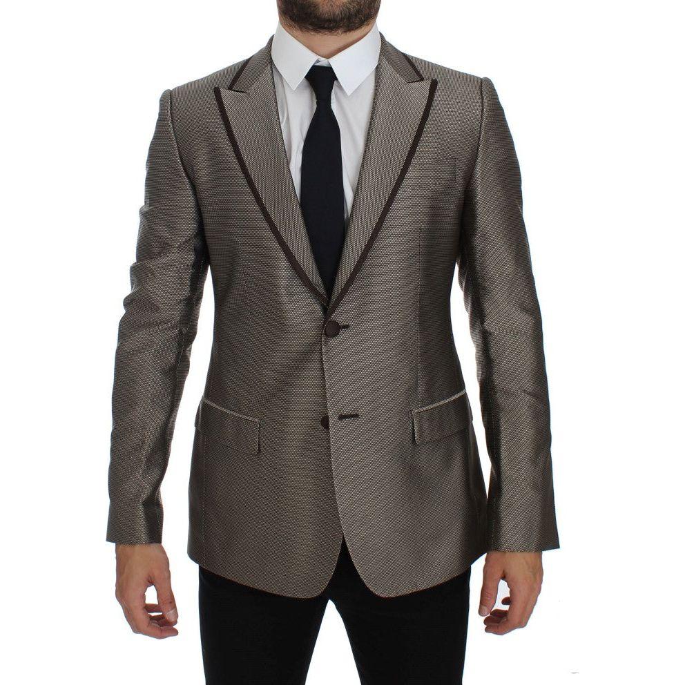 Dolce & Gabbana Brown Slim Fit Silk Two Button Blazer GTT10087-1