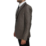 Dolce & Gabbana Brown Slim Fit Silk Two Button Blazer GTT10087-1