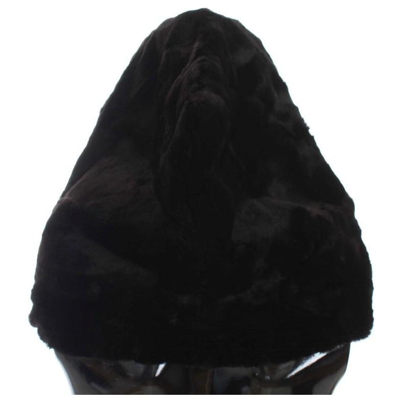 Dolce & Gabbana Black Weasel Fur Crochet Hood Scarf Hat MS811