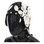 Dolce & Gabbana Black Wool White Floral Gold Leaf Hat MS838