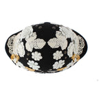 Dolce & Gabbana Black Wool White Floral Gold Leaf Hat MS838