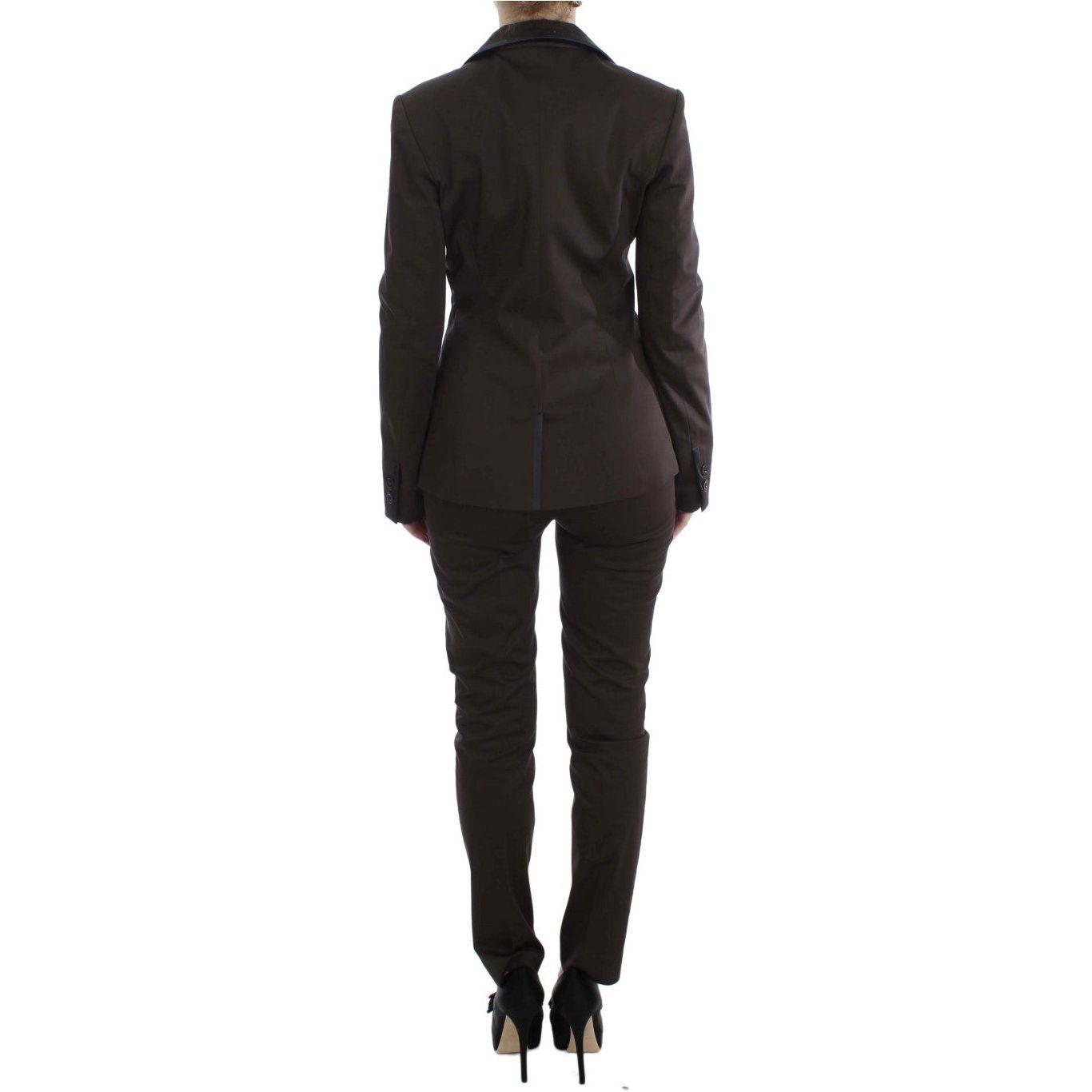 Exte Brown Stretch Two Button Suit SIG30865-1