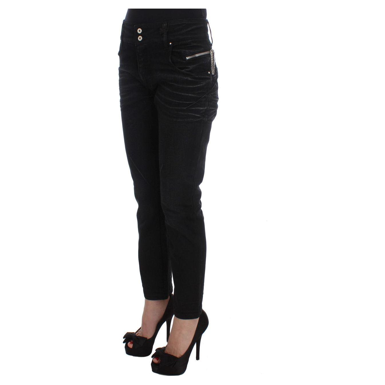 Costume National Black Cotton Slouchy Slims Fit Jeans Jeans & Pants