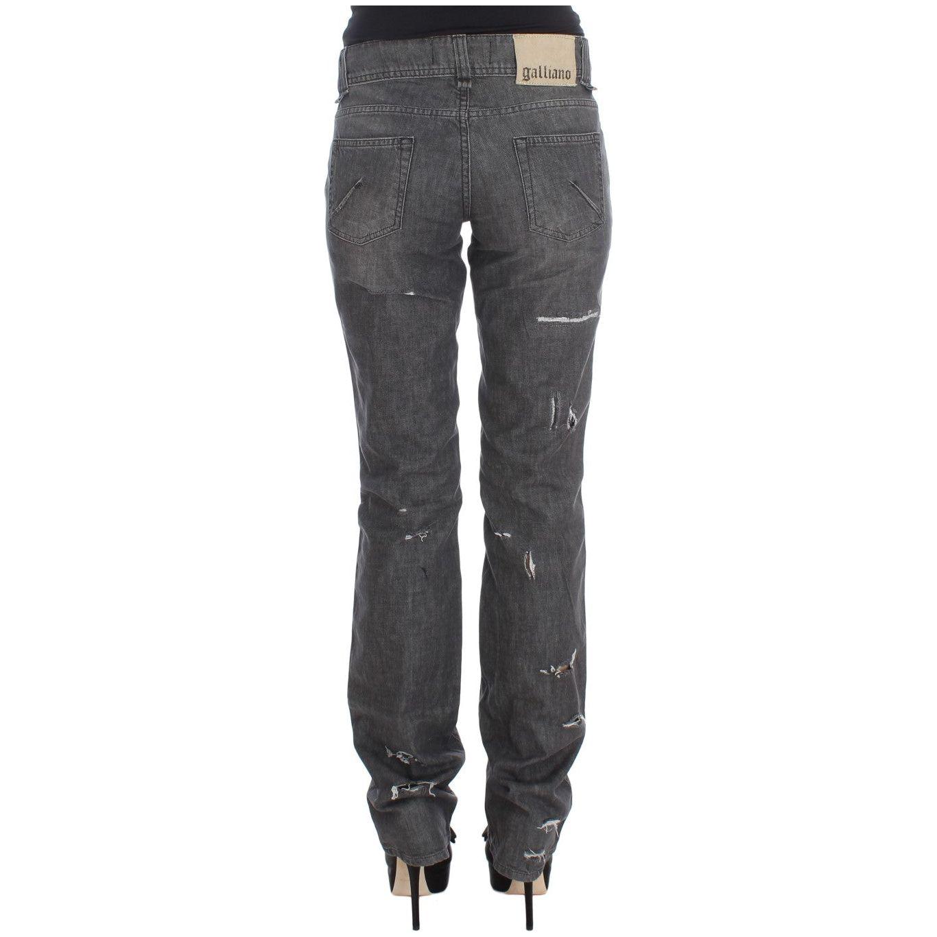 John Galliano Gray Wash Cotton Torn Straight Fit Jeans SIG30241-1