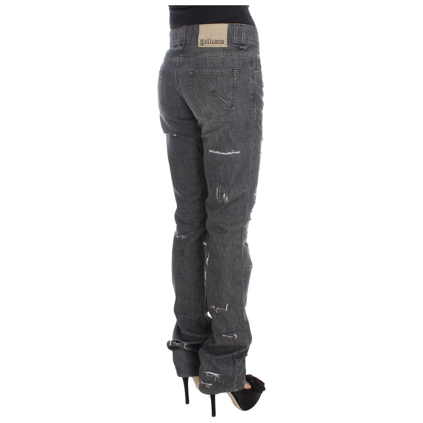 John Galliano Gray Wash Cotton Torn Straight Fit Jeans SIG30241-1