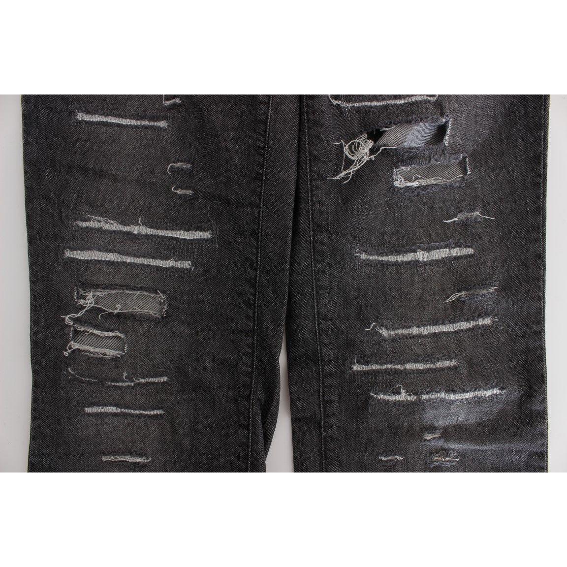 John Galliano Gray Wash Cotton Torn Straight Fit Jeans SIG30241-1