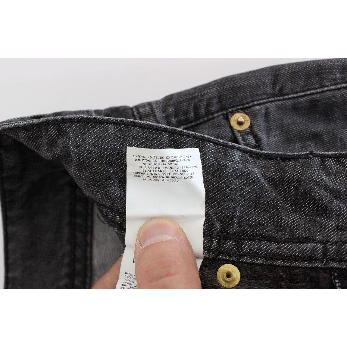 John Galliano Gray Wash Cotton Torn Straight Fit Jeans SIG30241-1