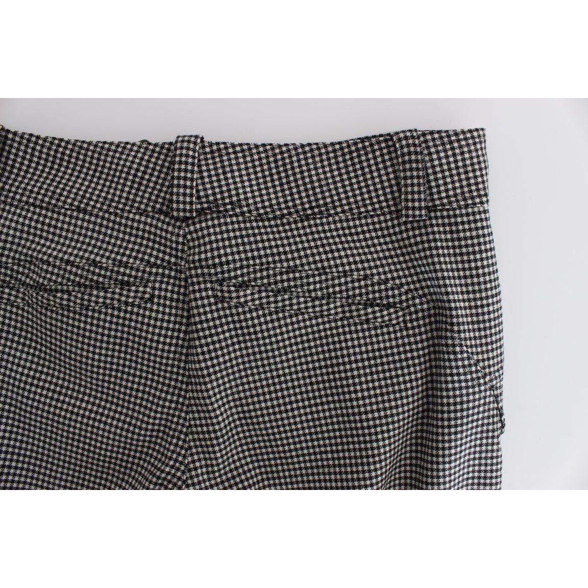 Ermanno Scervino Black White Checkered Cotton Casual Pants