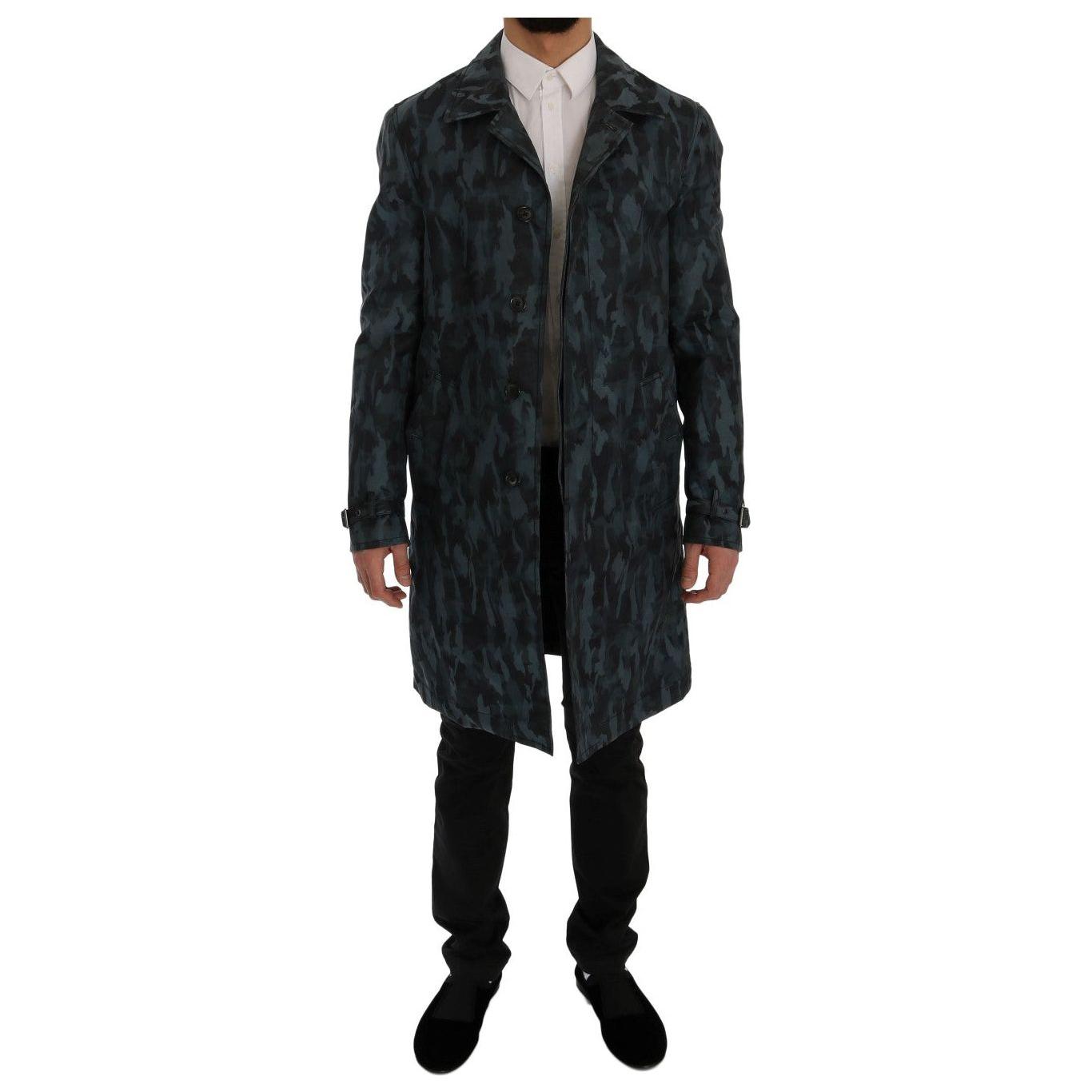 Dolce & Gabbana Blue Camouflage Trench Trench SIG60312-1