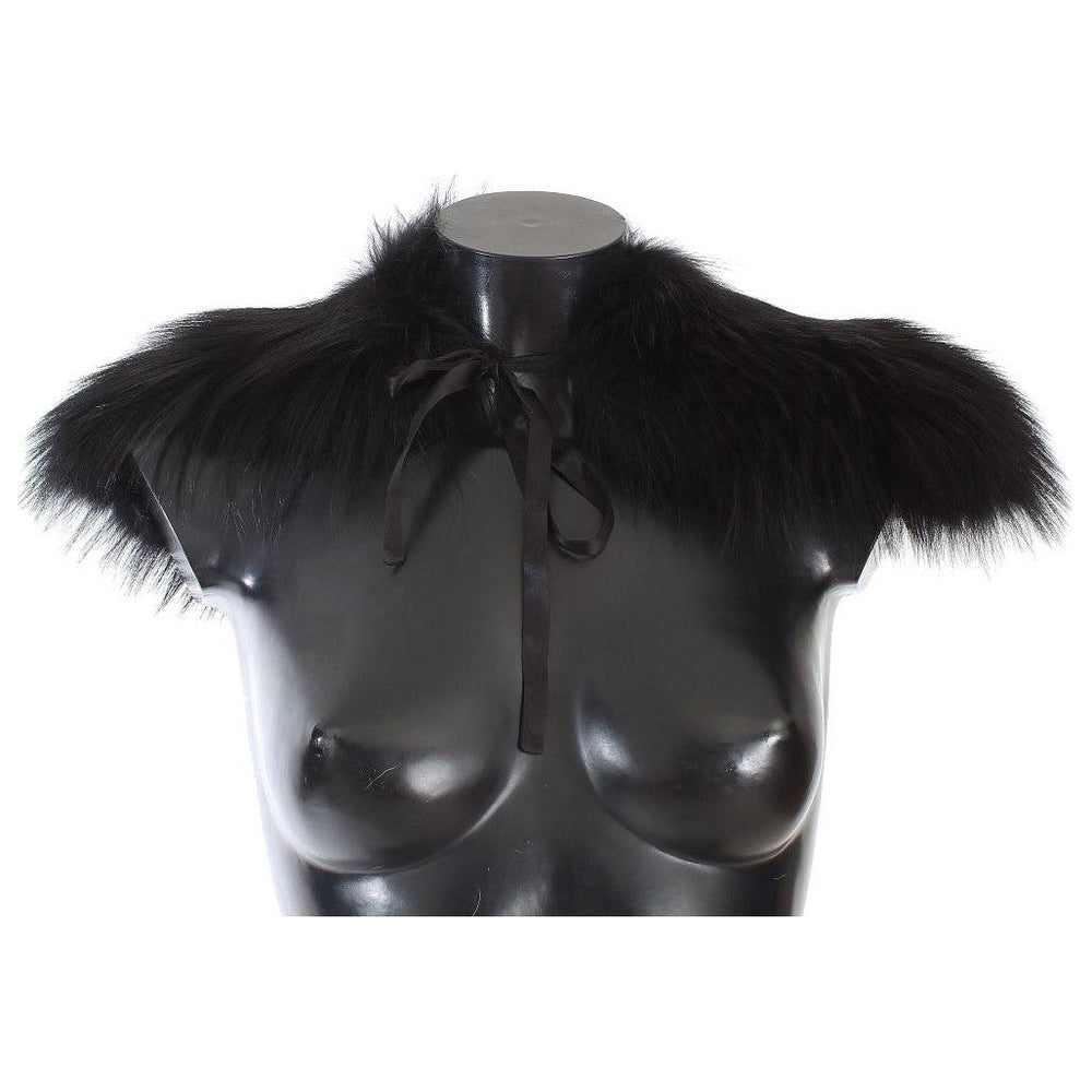 Dolce & Gabbana Black Fox Fur Collar Scarf MS1573-6
